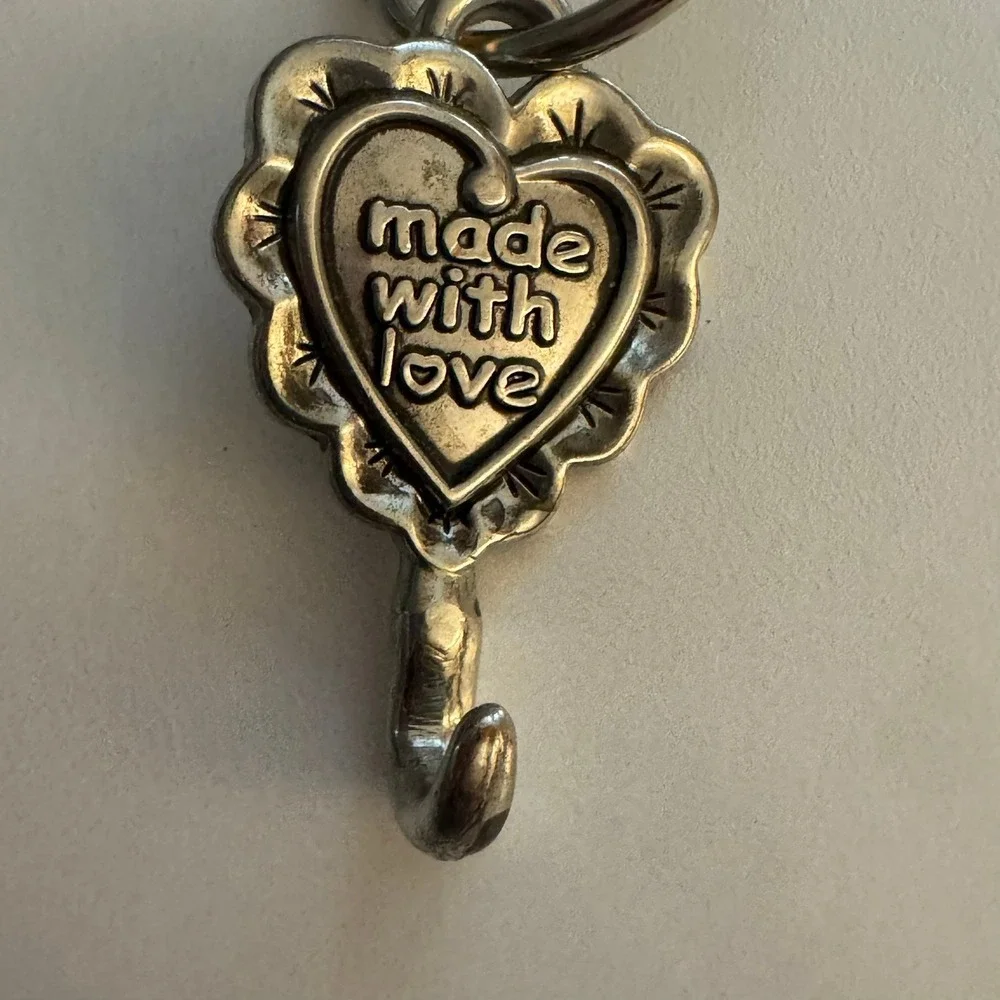 Silver Made With‎ Love Heart Key Hook Clip Charm Keychain